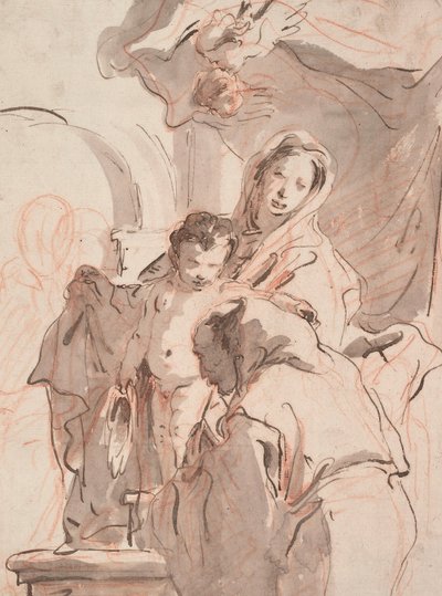Madonna y niño con santo, c. 1750-1760 de Giovanni Battista Tiepolo
